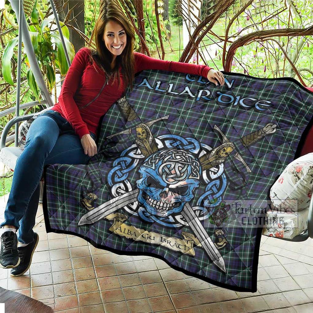 Tartan Vibes Clothing Allardice Tartan Quilt with Celtic Skull Alba Gu Brath Style