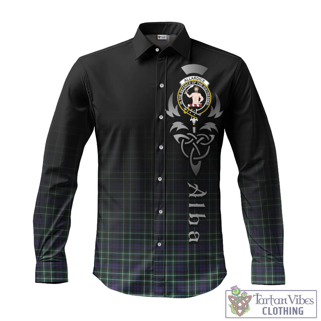 Tartan Vibes Clothing Allardice Tartan Long Sleeve Button Up Featuring Alba Gu Brath Family Crest Celtic Inspired