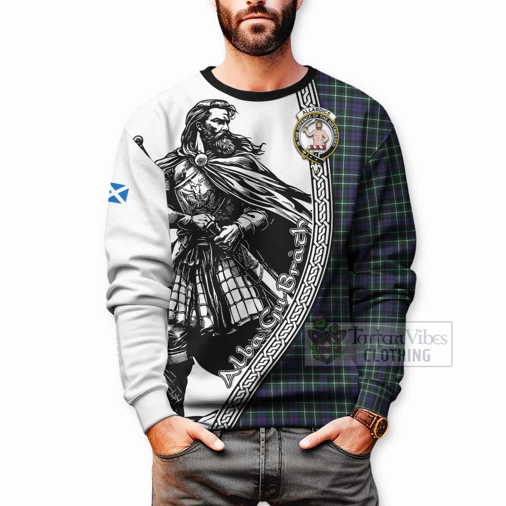 Tartan Vibes Clothing Allardice Tartan Clan Crest Sweatshirt with Highlander Warrior Celtic Style