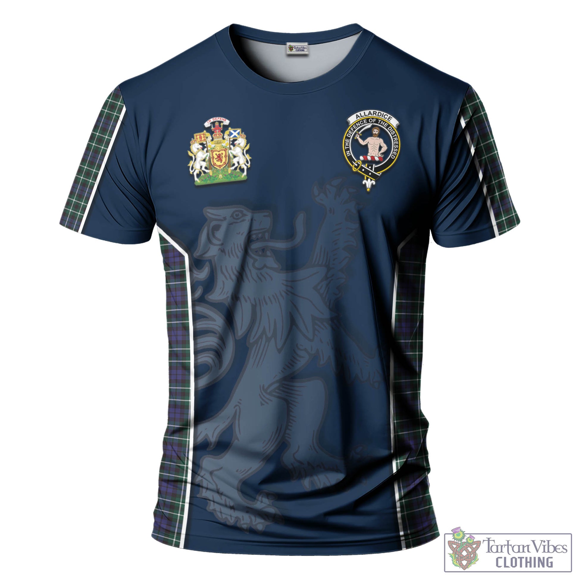 Tartan Vibes Clothing Allardice Tartan T-Shirt with Family Crest and Lion Rampant Vibes Sport Style