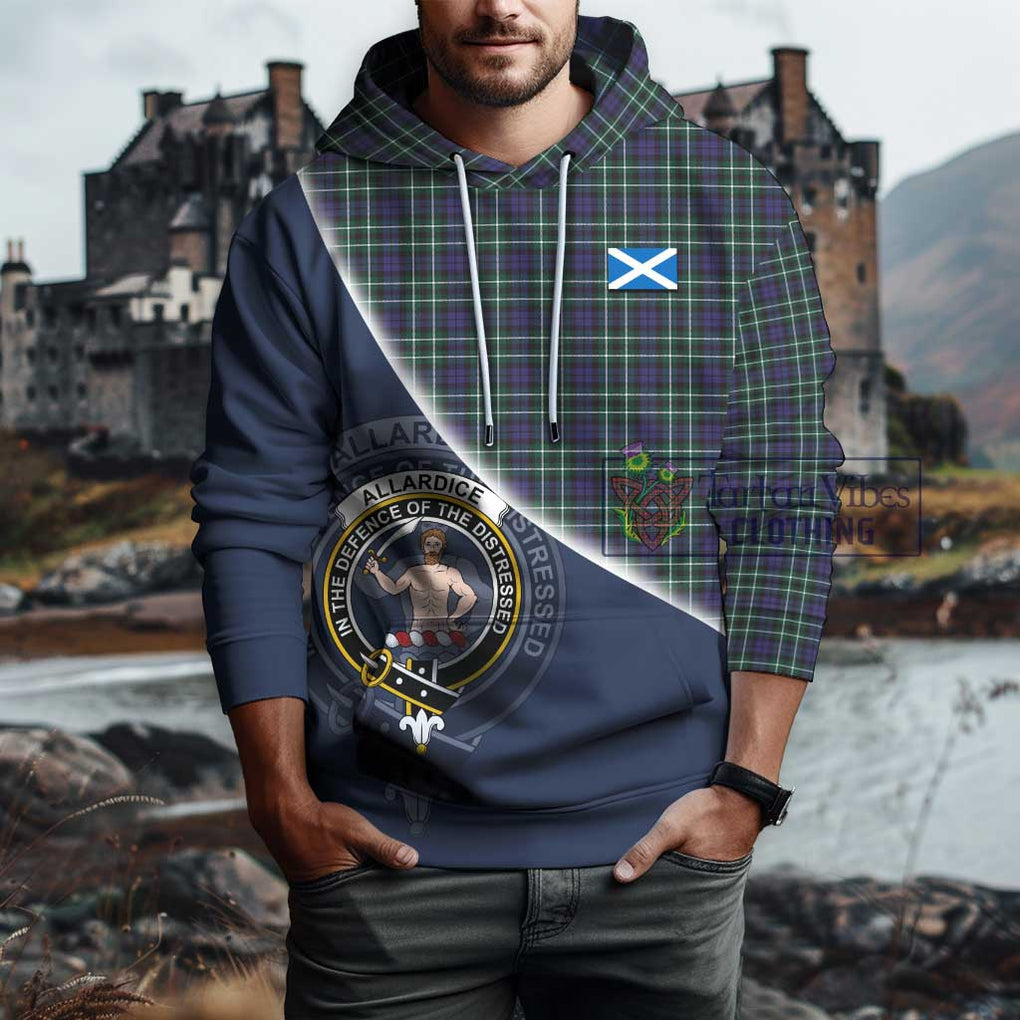 Allardice Tartan Hoodie with Personalised National Flag and Family Crest Half Style - Tartanvibesclothing Shop