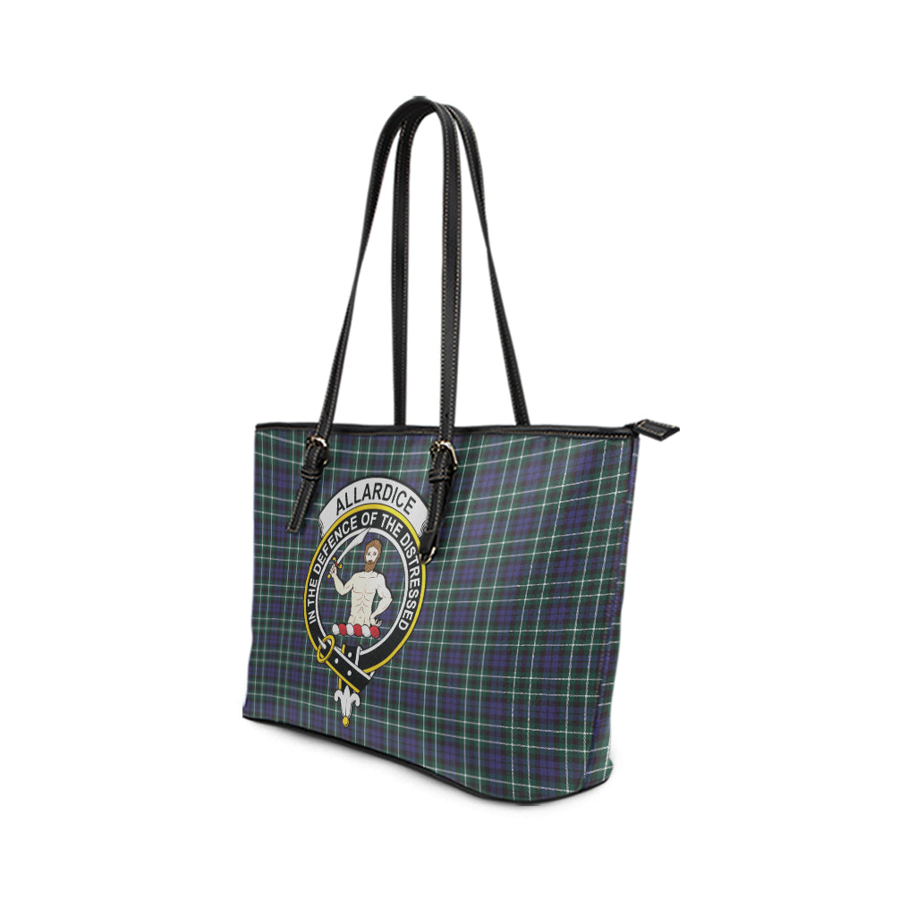 Allardice Tartan Leather Tote Bag with Family Crest - Tartanvibesclothing