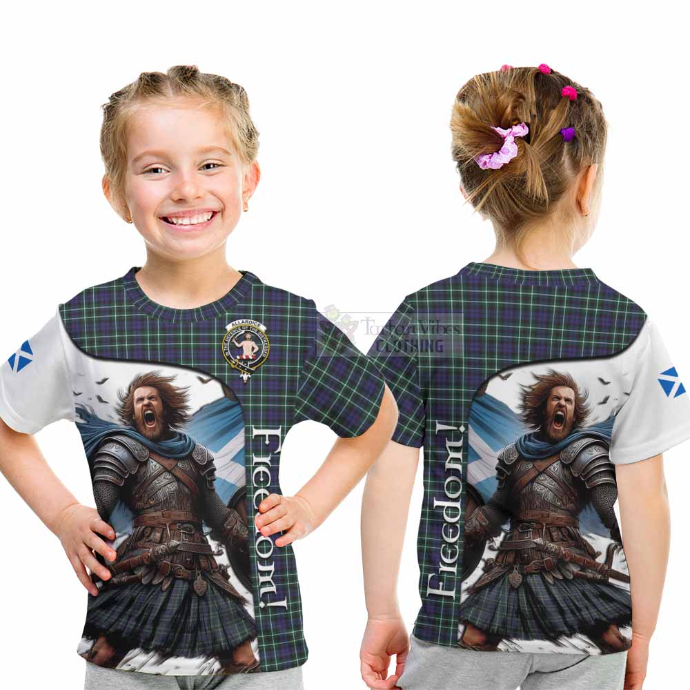 Tartan Vibes Clothing Allardice Crest Tartan Kid T-Shirt Inspired by the Freedom of Scottish Warrior