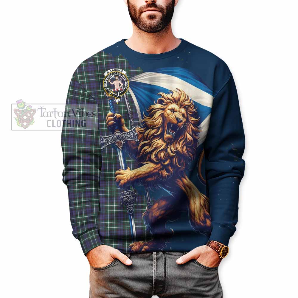 Tartan Vibes Clothing Allardice Tartan Family Crest Sweatshirt with Scottish Majestic Lion