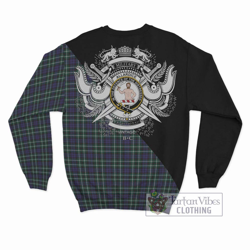 Allardice Tartan Sweatshirt with Family Crest and Military Logo Style - Tartanvibesclothing Shop