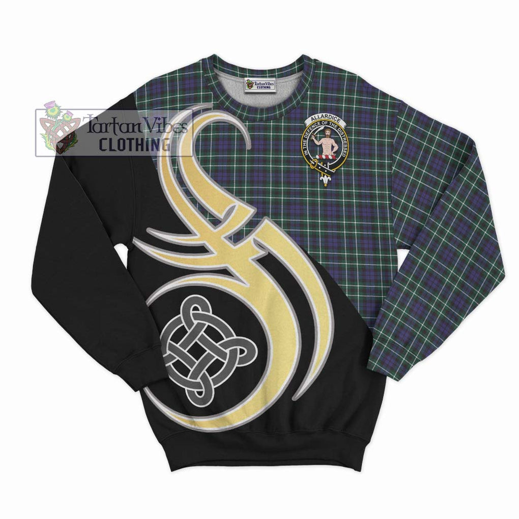 Allardice Tartan Sweatshirt with Family Crest and Celtic Symbol Style - Tartan Vibes Clothing