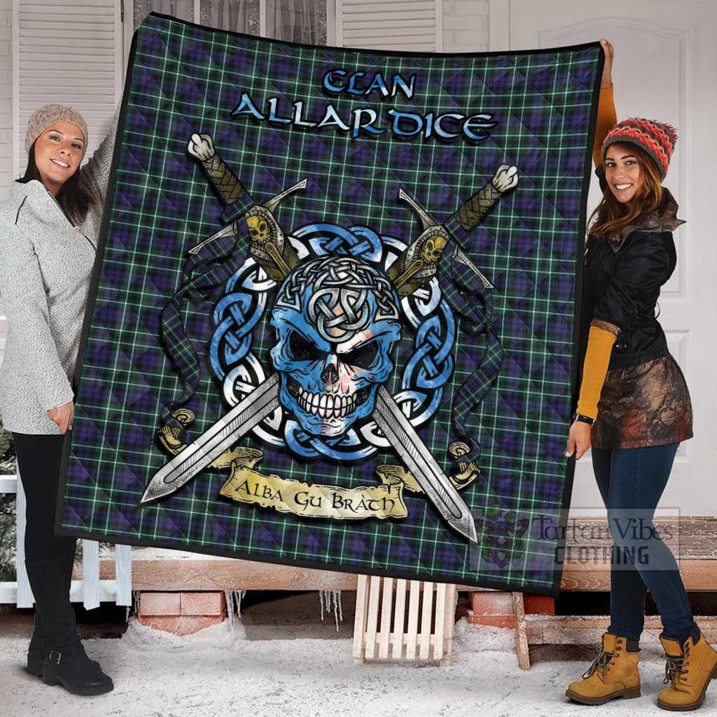 Tartan Vibes Clothing Allardice Tartan Quilt with Celtic Skull Alba Gu Brath Style