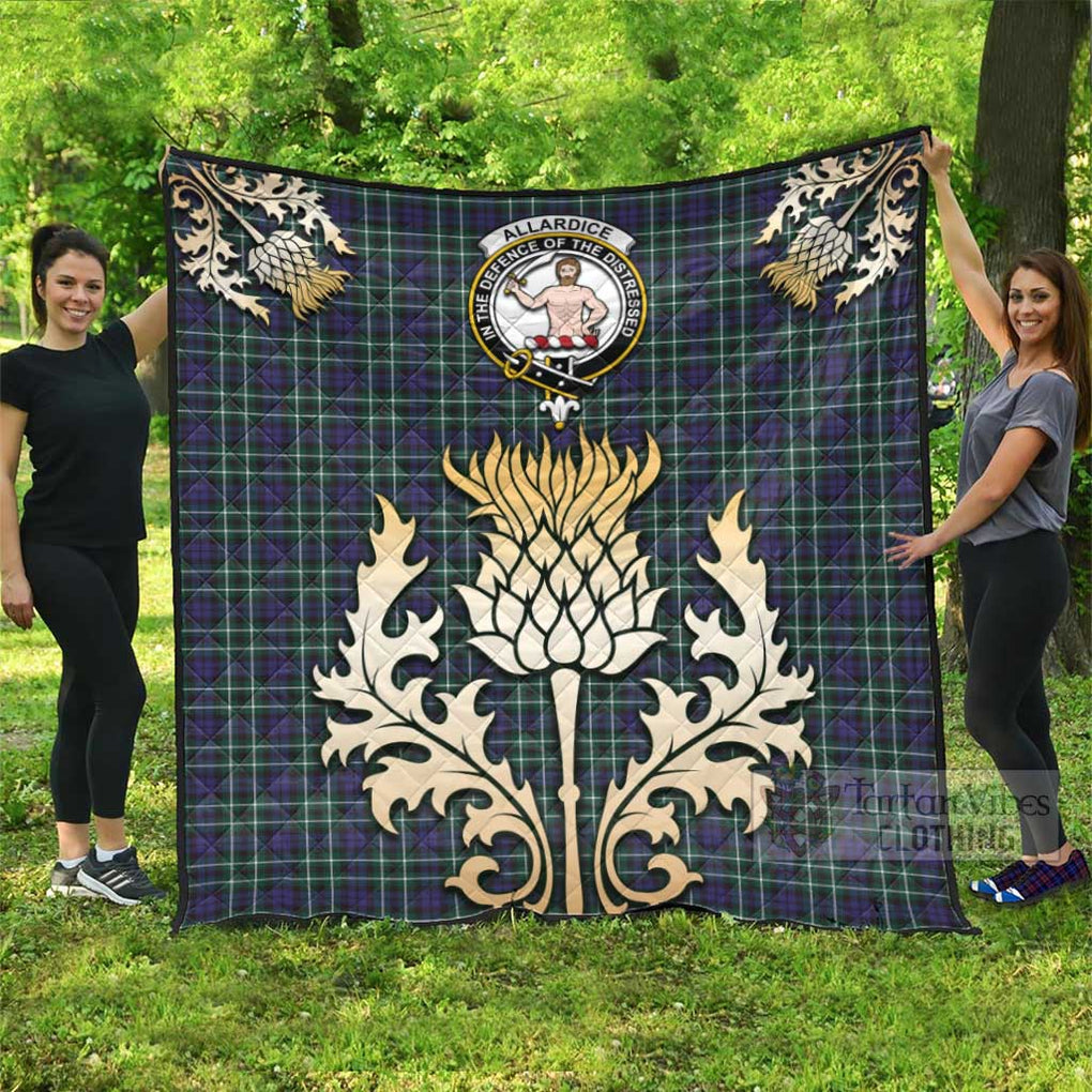 Tartan Vibes Clothing Allardice Tartan Quilt with Family Crest and Golden Thistle Style