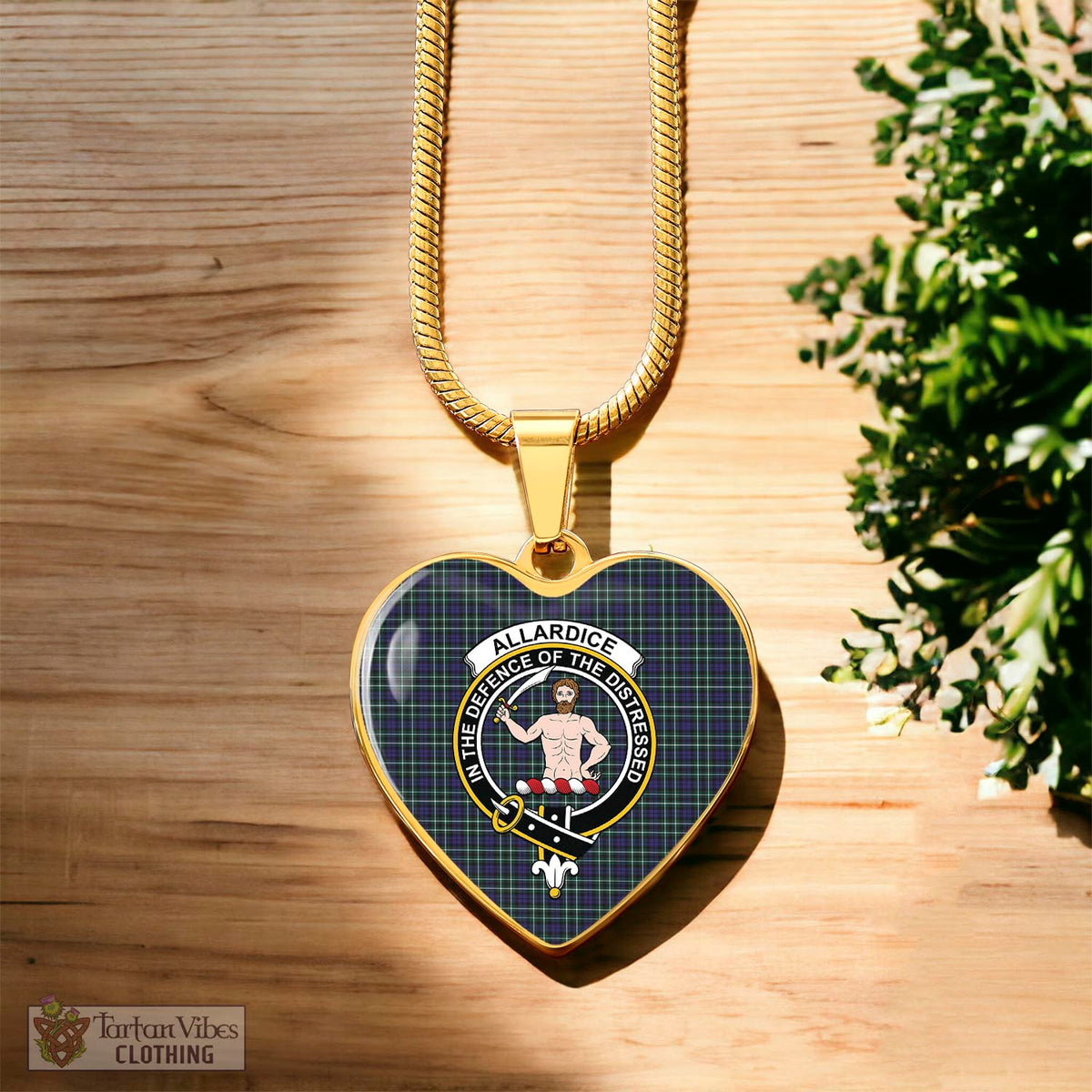 Allardice Tartan Heart Necklace with Family Crest Luxury Necklace (Gold) No - Tartan Vibes Clothing