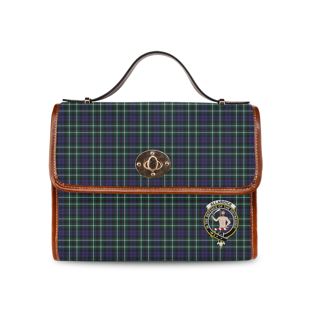 Allardice Tartan Leather Strap Waterproof Canvas Bag with Family Crest - Tartanvibesclothing