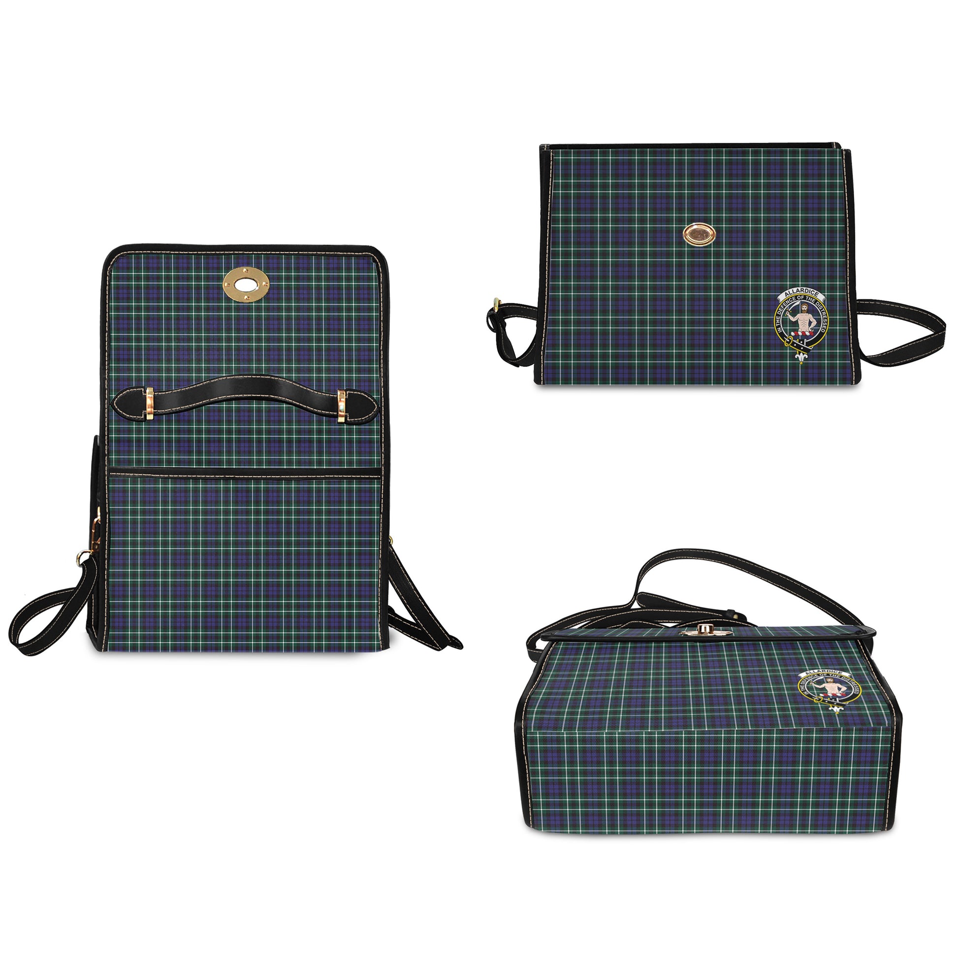 Allardice Tartan Leather Strap Waterproof Canvas Bag with Family Crest - Tartanvibesclothing