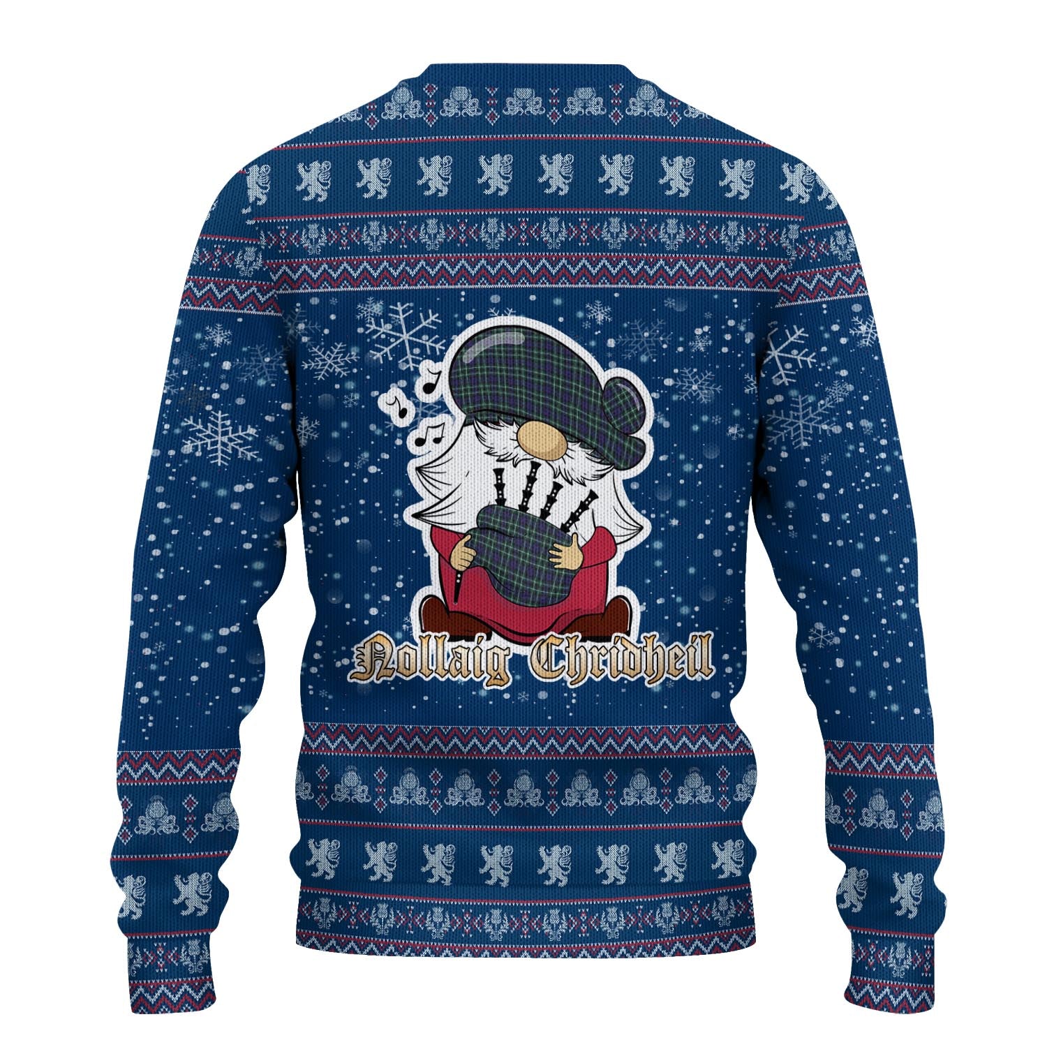 Allardice Clan Christmas Family Knitted Sweater with Funny Gnome Playing Bagpipes - Tartanvibesclothing