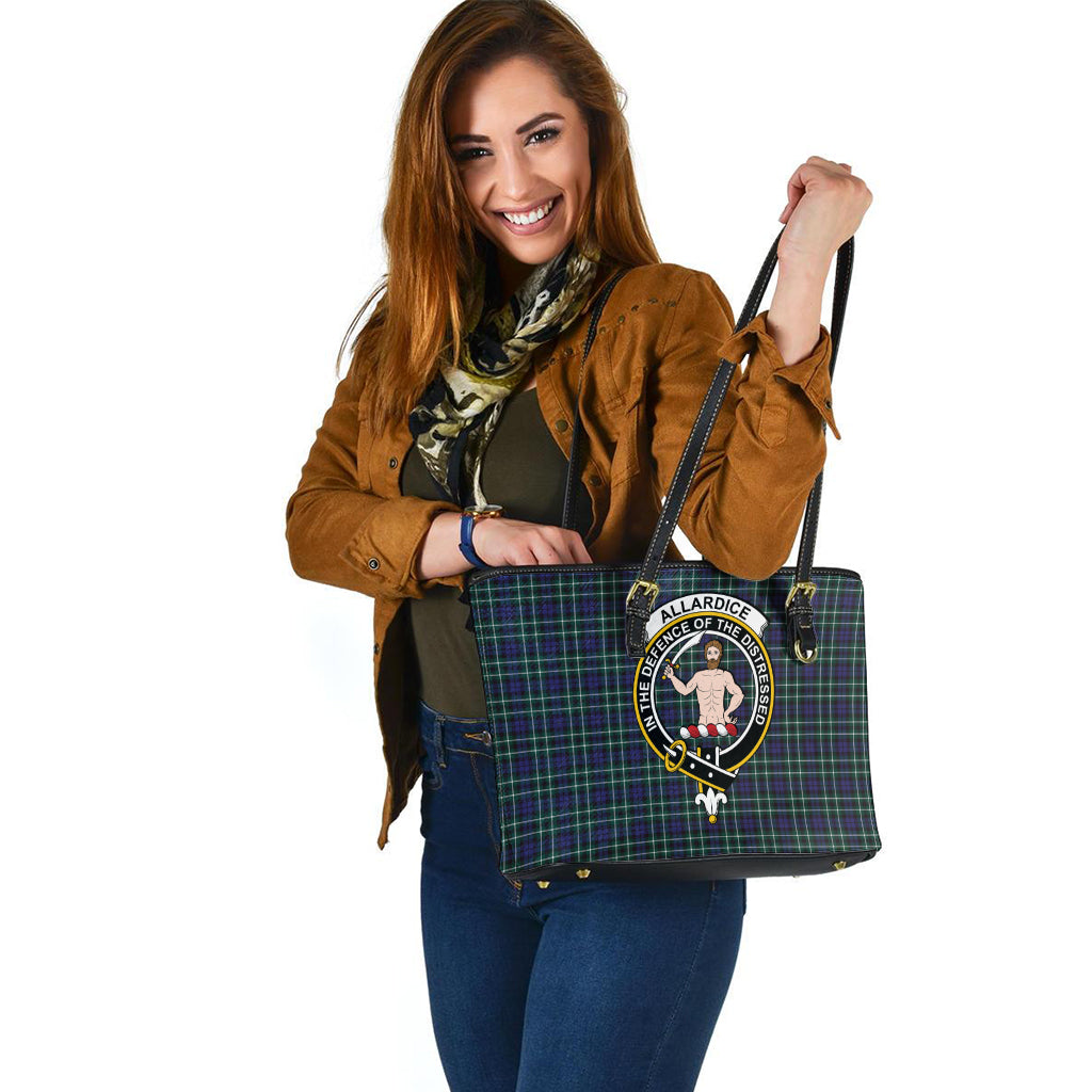 Allardice Tartan Leather Tote Bag with Family Crest - Tartanvibesclothing