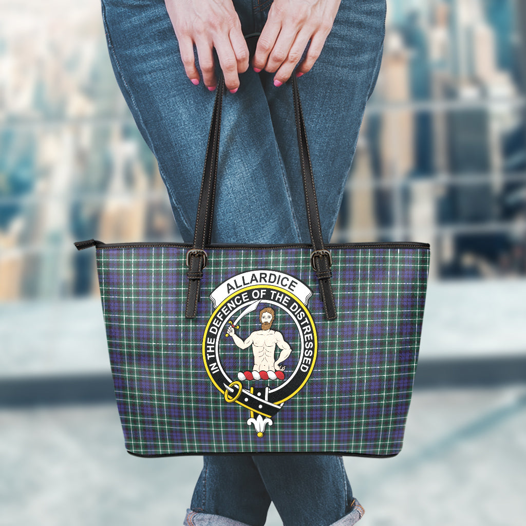 Allardice Tartan Leather Tote Bag with Family Crest - Tartanvibesclothing