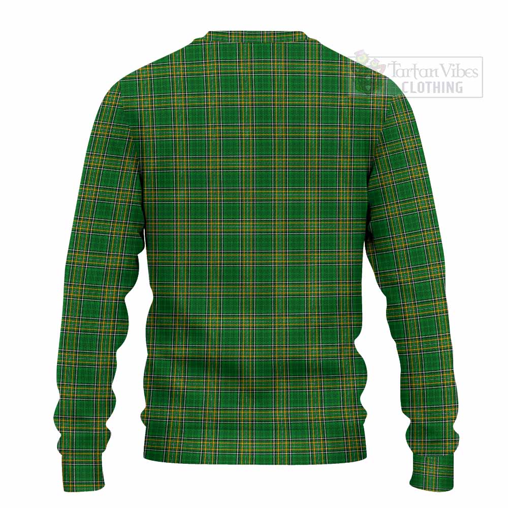 Tartan Vibes Clothing Alleet Irish Clan Tartan Knitted Sweater with Coat of Arms