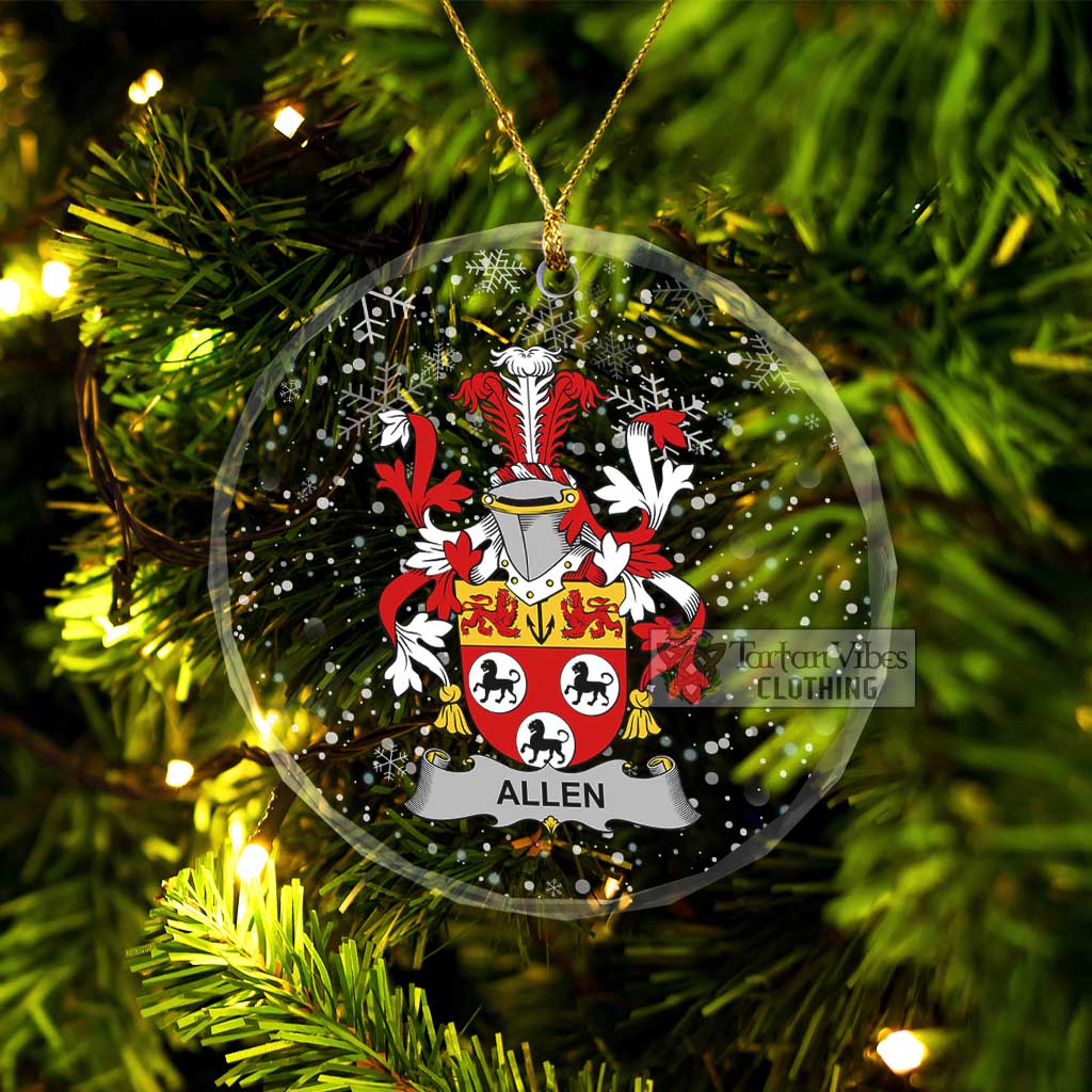 Tartan Vibes Clothing Allen Irish Clan Christmas Glass Ornament with Coat of Arms