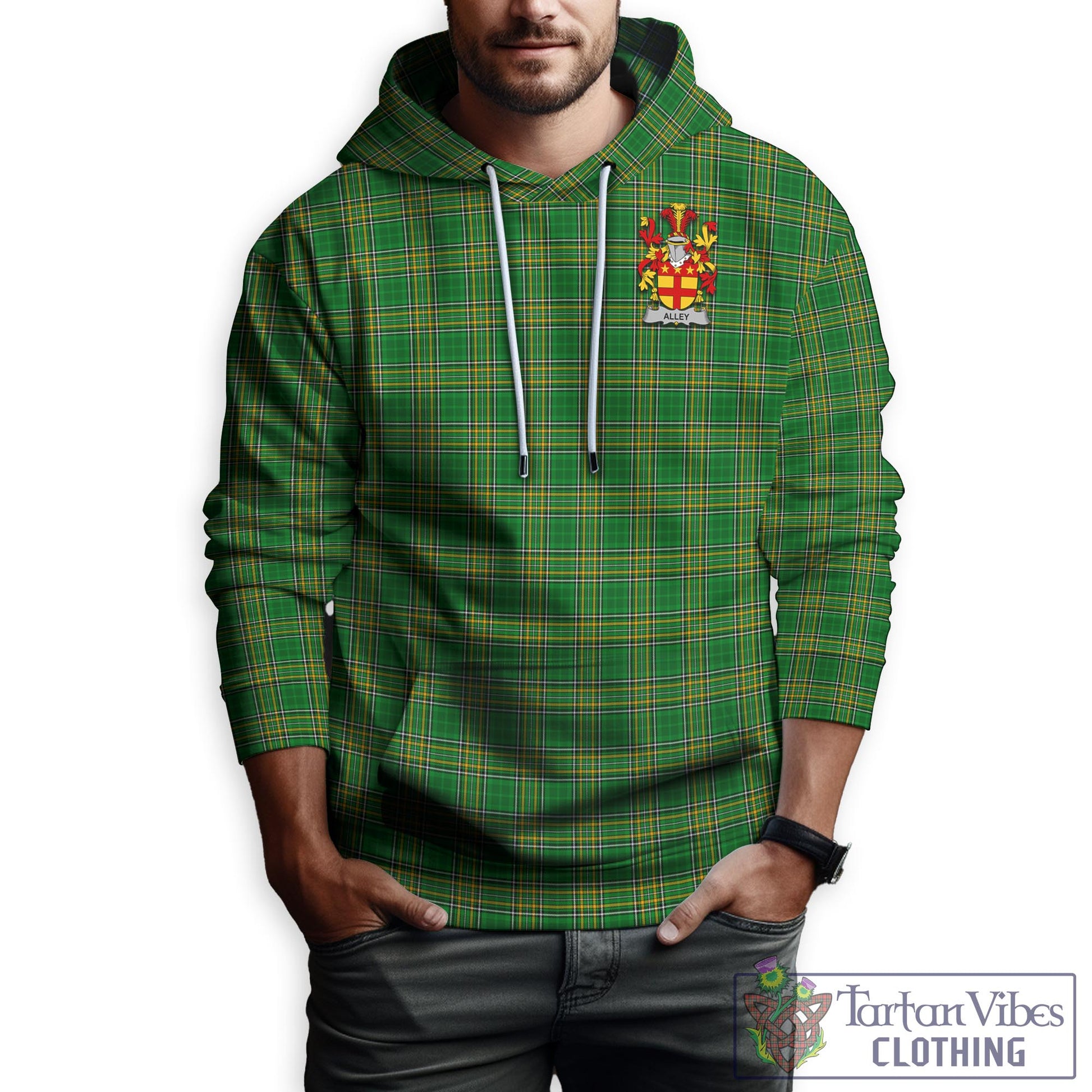 Tartan Vibes Clothing Alley Ireland Clan Tartan Hoodie with Coat of Arms