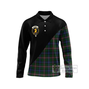 Allison Tartan Long Sleeve Polo Shirt with Family Crest and Military Logo Style