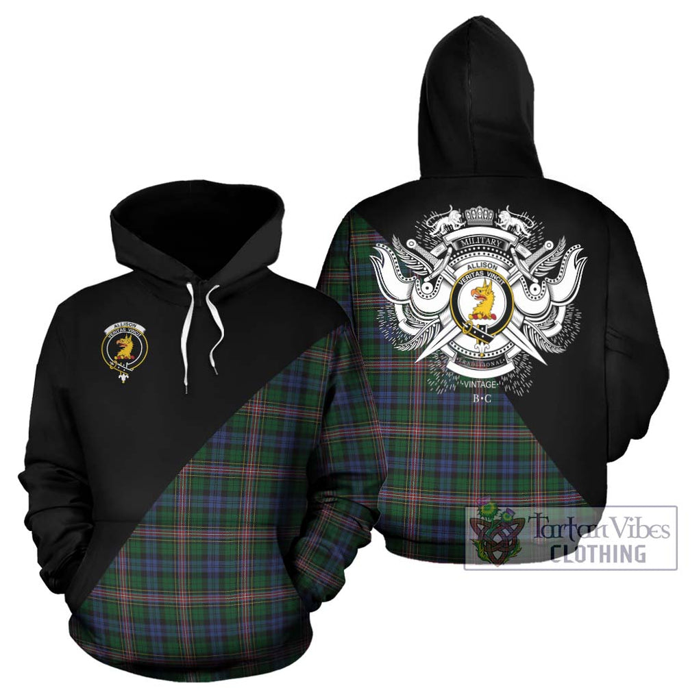 Allison Tartan Hoodie with Family Crest and Military Logo Style Zip Hoodie - Tartanvibesclothing Shop