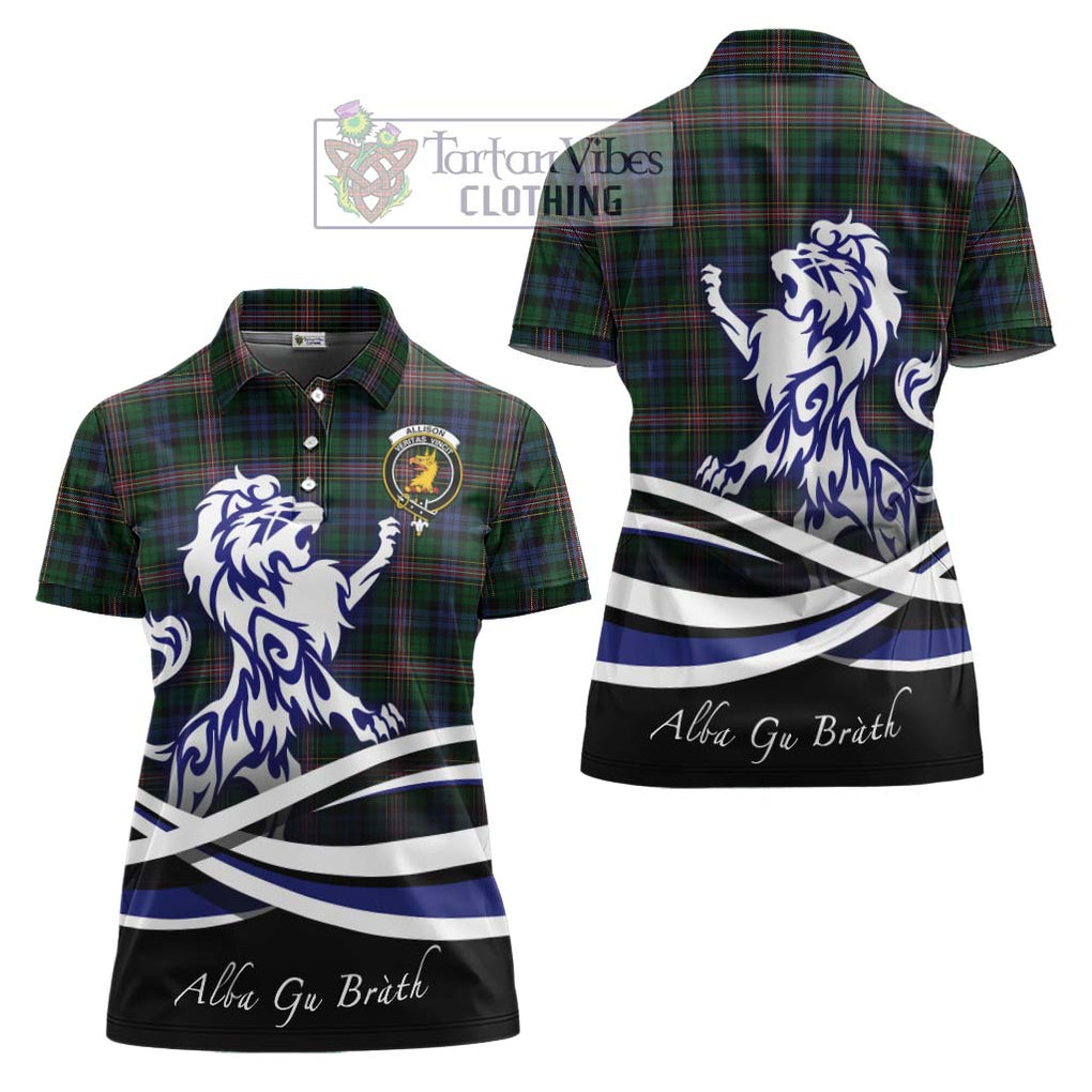 Allison Tartan Women's Polo Shirt with Alba Gu Brath Regal Lion Emblem Women - Tartanvibesclothing Shop