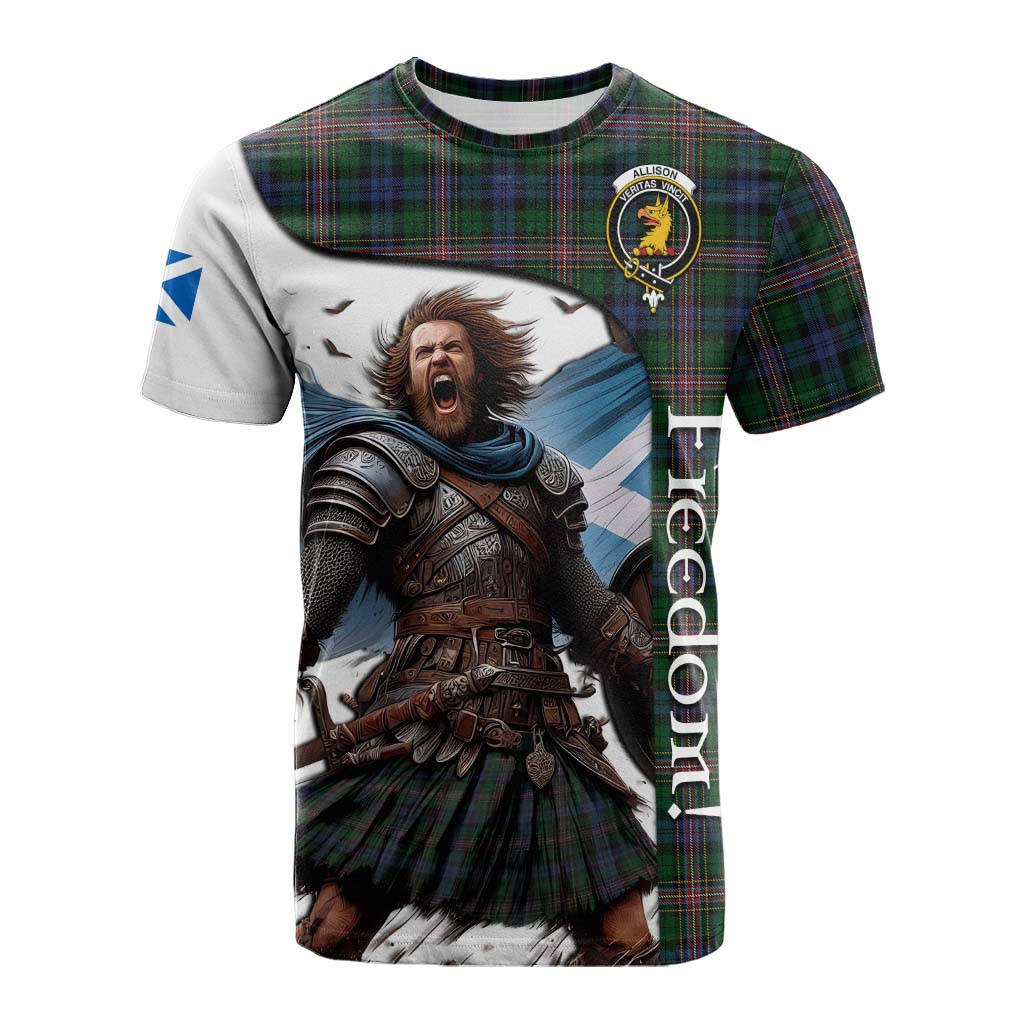 Tartan Vibes Clothing Allison Crest Tartan Cotton T-shirt Inspired by the Freedom of Scottish Warrior