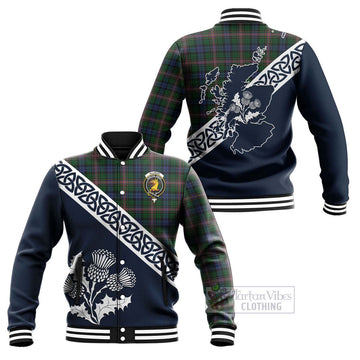 Allison Tartan Baseball Jacket Featuring Thistle and Scotland Map