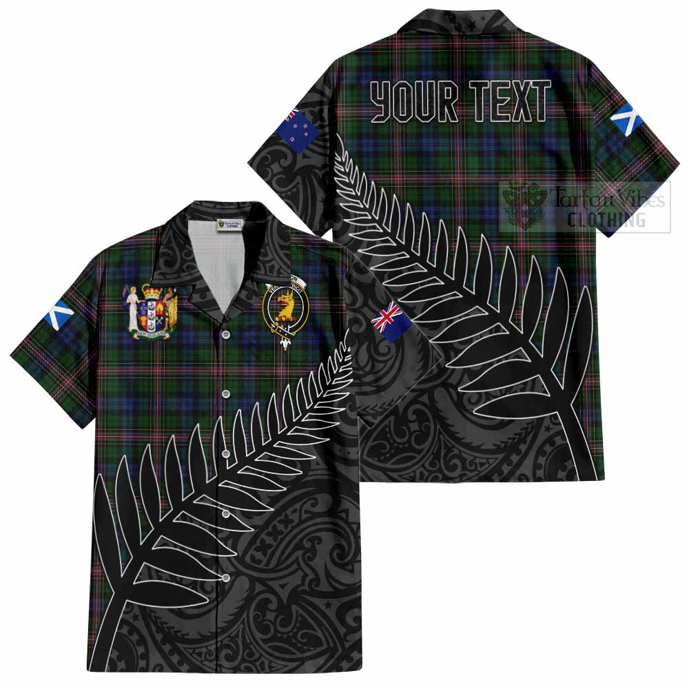 Tartan Vibes Clothing Allison Crest Tartan Short Sleeve Button Shirt with New Zealand Silver Fern Half Style