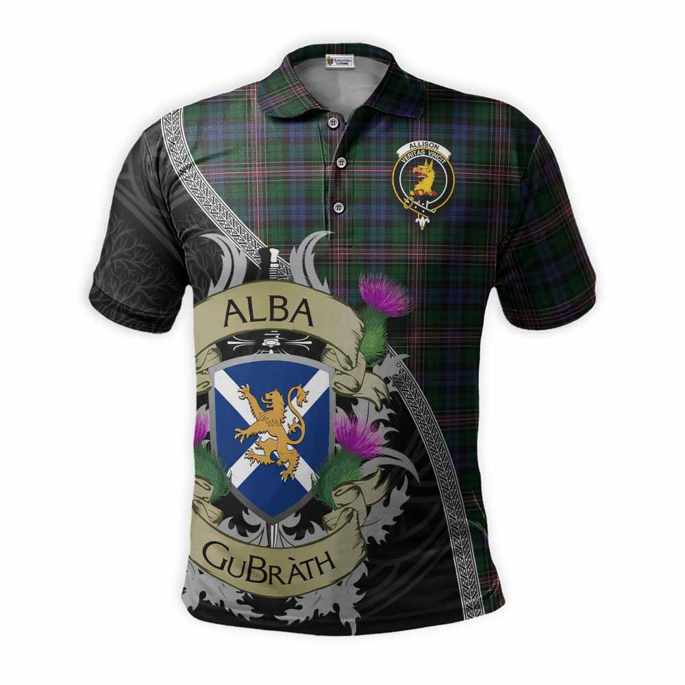 Allison Tartan Family Crest Polo Shirt Lion Rampant Royal Thistle Shield Celtic Inspired Kid - Tartan Vibes Clothing