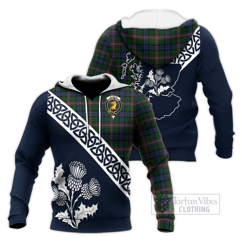 Tartan Vibes Clothing Allison Tartan Knitted Hoodie Featuring Thistle and Scotland Map