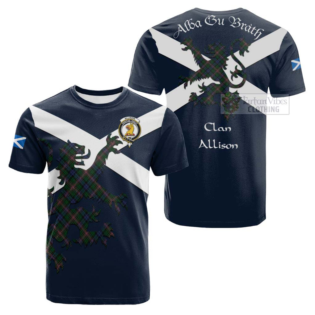 Tartan Vibes Clothing Allison Tartan Lion Rampant Cotton T-shirt – Proudly Display Your Heritage with Alba Gu Brath and Clan Name