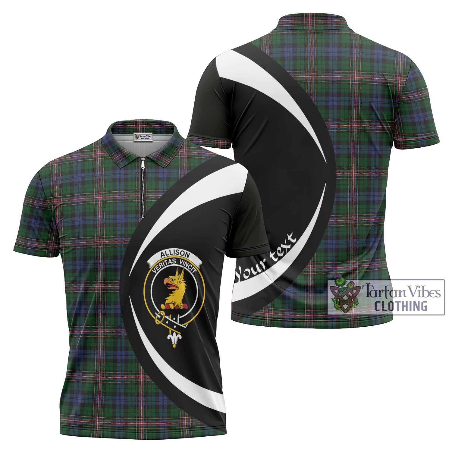 Tartan Vibes Clothing Allison Tartan Zipper Polo Shirt with Family Crest Circle Style