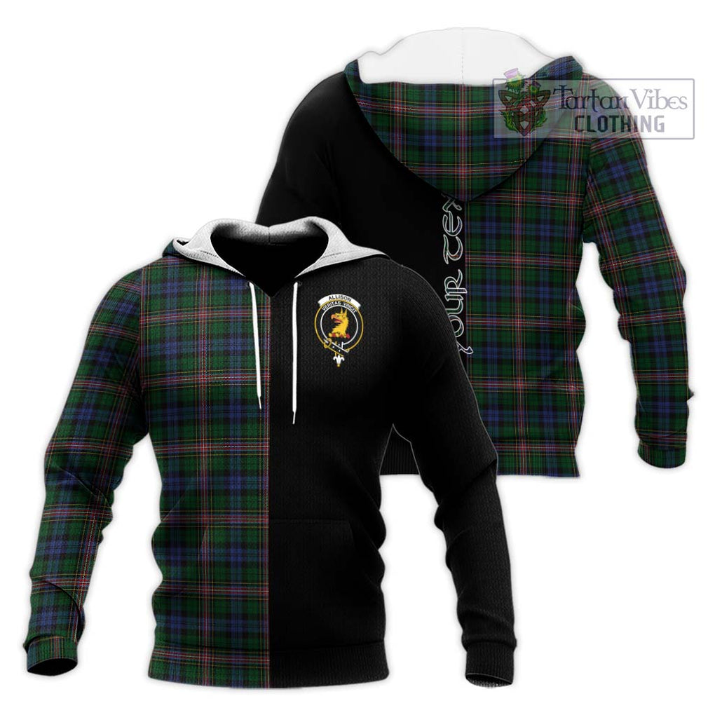 Allison Tartan Knitted Hoodie with Family Crest and Half Of Me Style Unisex Knitted Pullover Hoodie - Tartanvibesclothing Shop