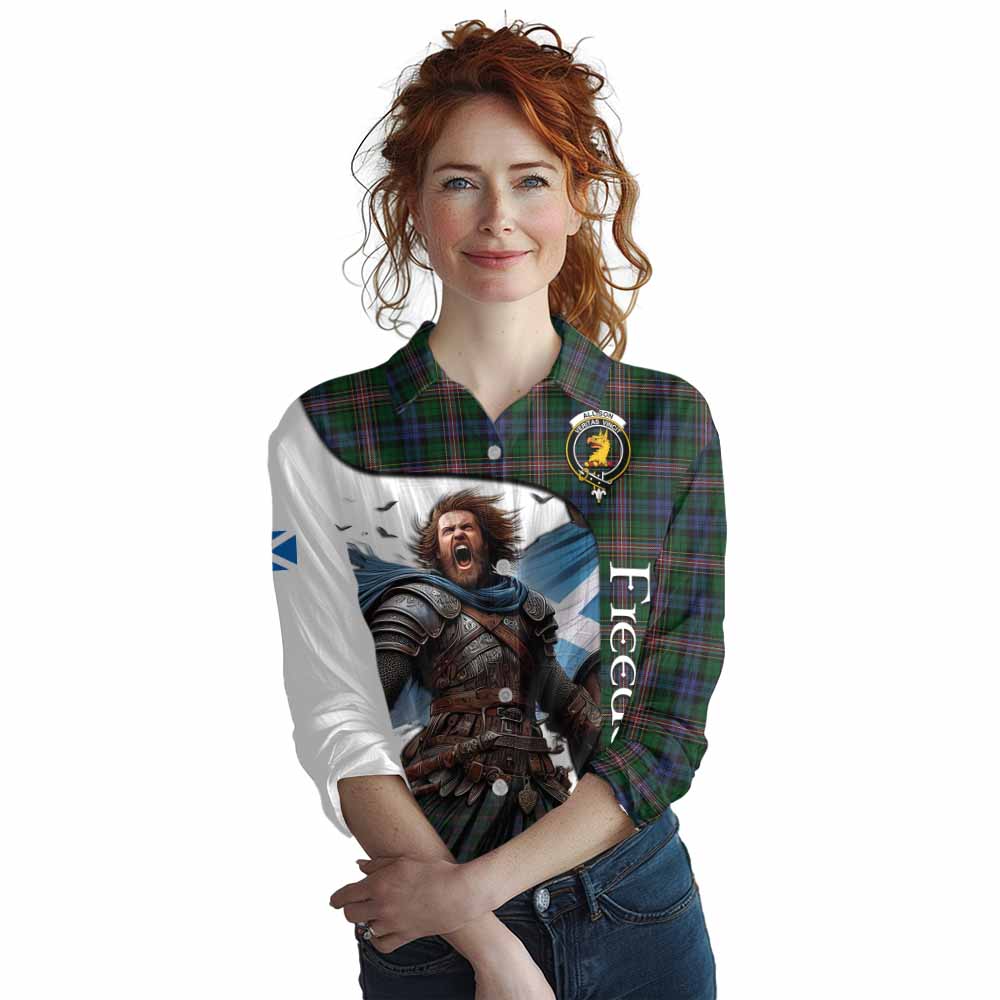 Tartan Vibes Clothing Allison Crest Tartan Women's Casual Shirt Inspired by the Freedom of Scottish Warrior