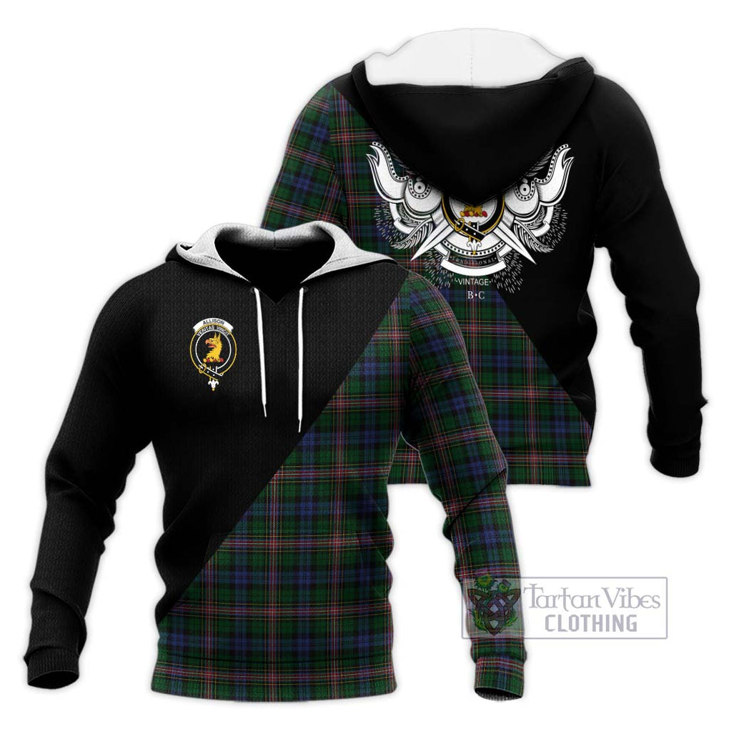 Allison Tartan Knitted Hoodie with Family Crest and Military Logo Style Unisex Knitted Pullover Hoodie - Tartanvibesclothing Shop