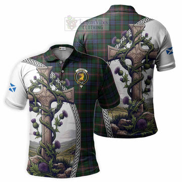 Allison Tartan Polo Shirt with Family Crest and St. Andrew's Cross Accented by Thistle Vines