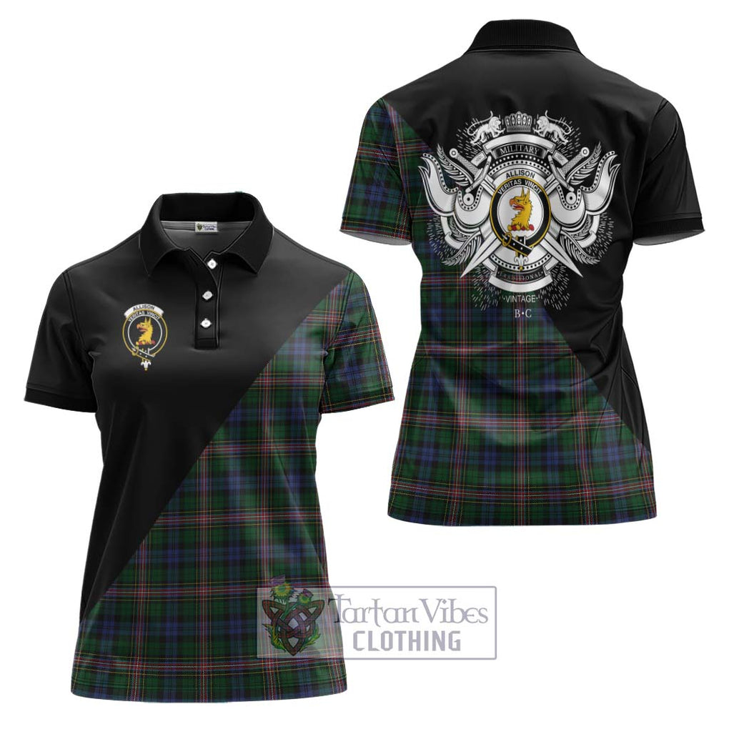 Allison Tartan Women's Polo Shirt with Family Crest and Military Logo Style Women - Tartanvibesclothing Shop