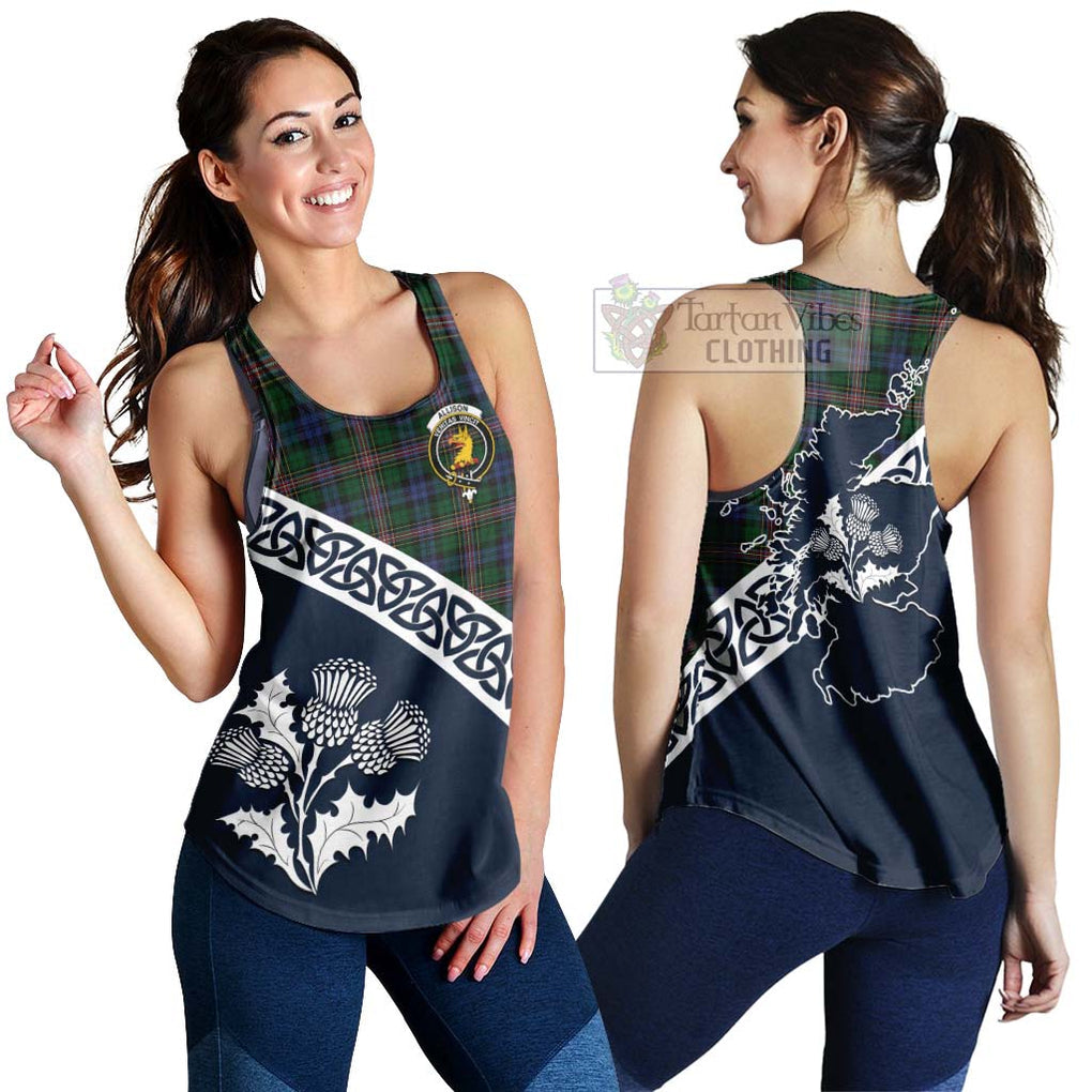 Tartan Vibes Clothing Allison Tartan Women's Racerback Tanks Featuring Thistle and Scotland Map