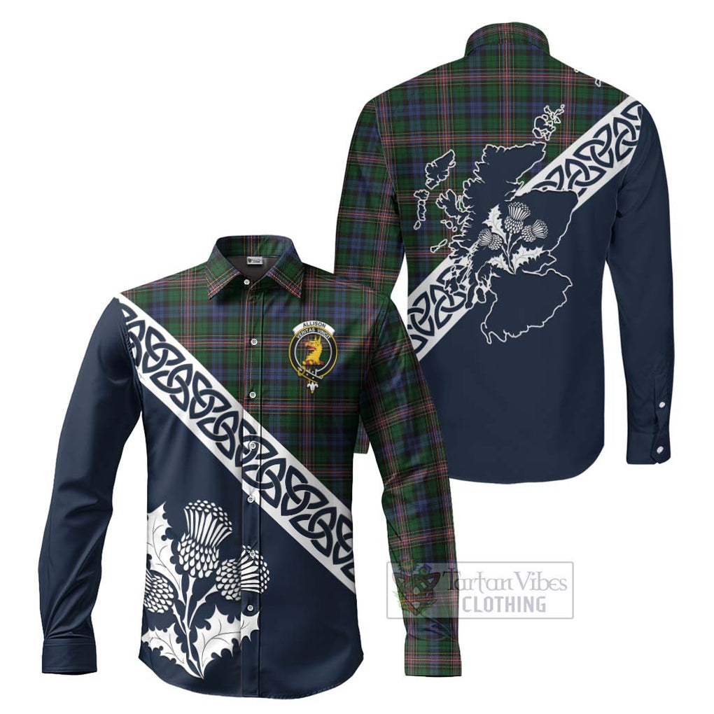 Tartan Vibes Clothing Allison Tartan Long Sleeve Button Shirt Featuring Thistle and Scotland Map