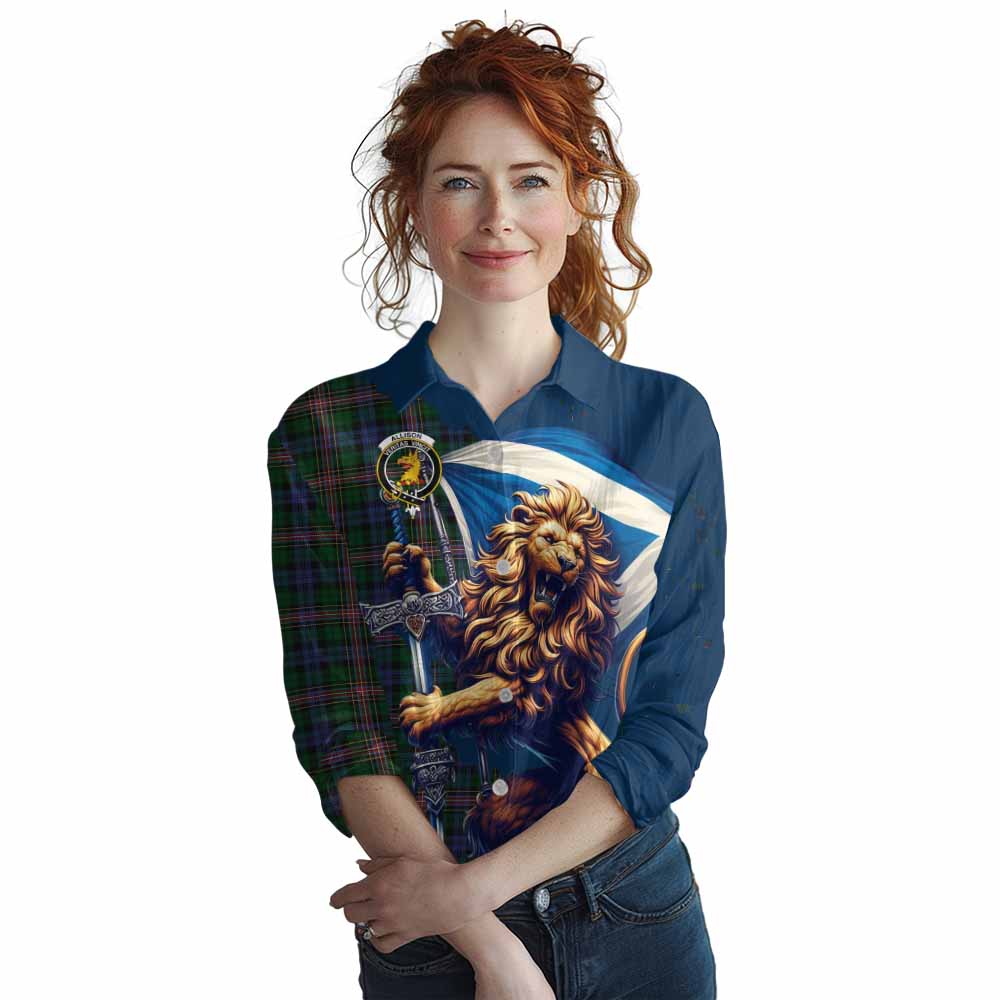 Tartan Vibes Clothing Allison Tartan Family Crest Women's Casual Shirt with Scottish Majestic Lion