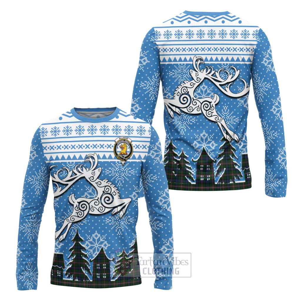 Tartan Vibes Clothing Allison Clan Christmas Long Sleeve T-Shirt Celtic Reindeer Style