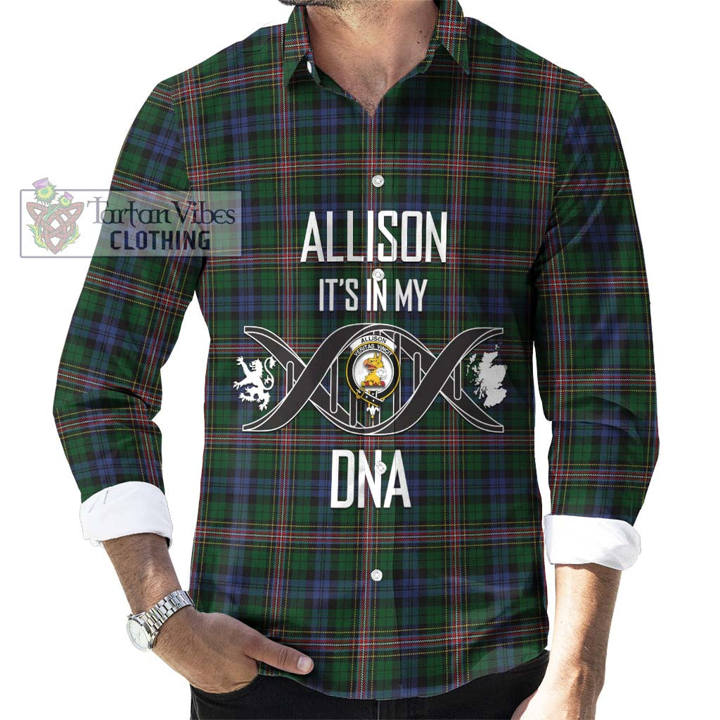 Allison Tartan Long Sleeve Button Shirt with Family Crest DNA In Me Style Men's Shirt S - Tartanvibesclothing Shop