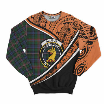 Allison Crest Tartan Sweatshirt with Polynesian Vibes Style - Orange Version