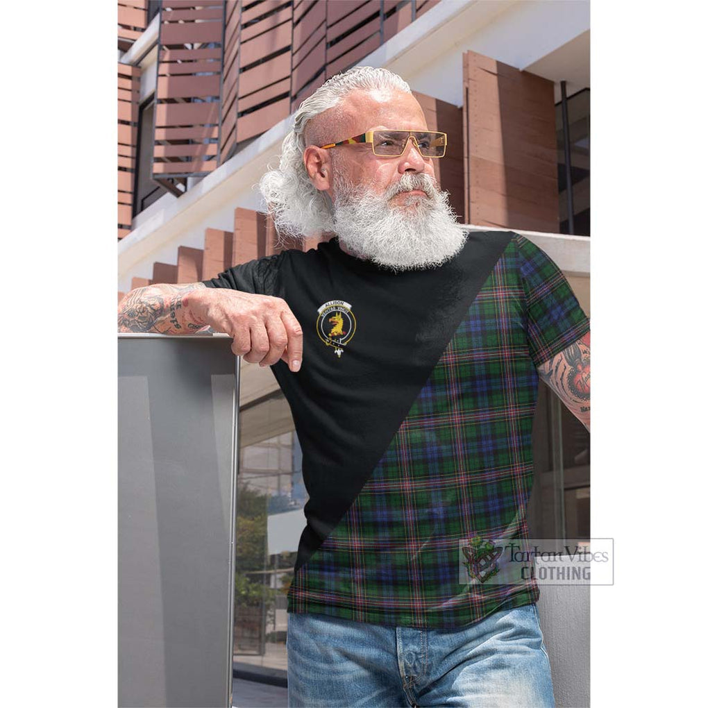 Tartan Vibes Clothing Allison Tartan Cotton T-shirt with Family Crest and Military Logo Style