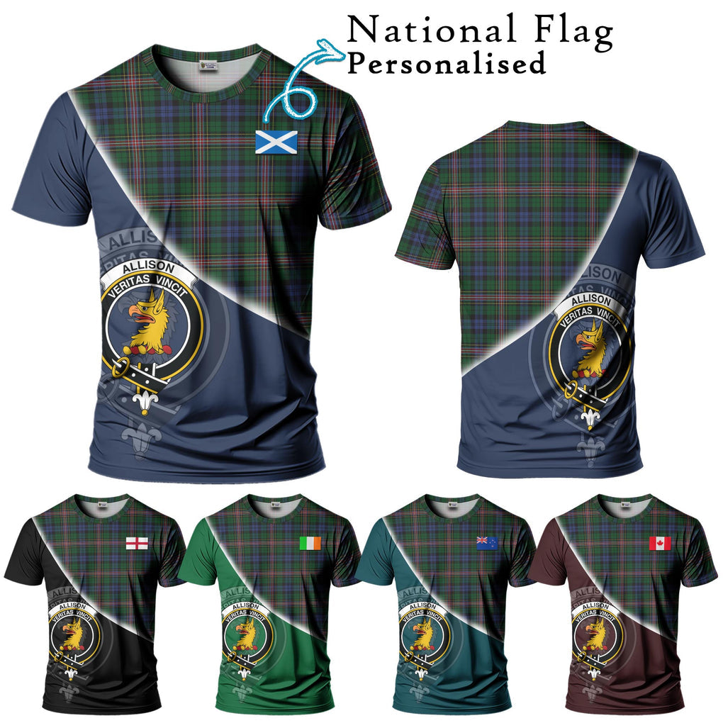 Allison Tartan T-Shirt with Personalised National Flag and Family Crest Half Style Kid's Shirt - Tartanvibesclothing Shop