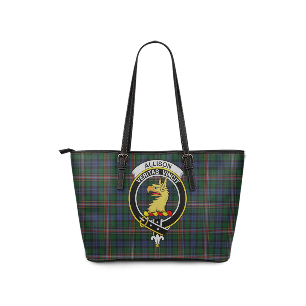 Allison Tartan Leather Tote Bag with Family Crest - Tartanvibesclothing