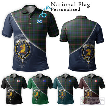 Allison Tartan Polo Shirt with Personalised National Flag and Family Crest Half Style