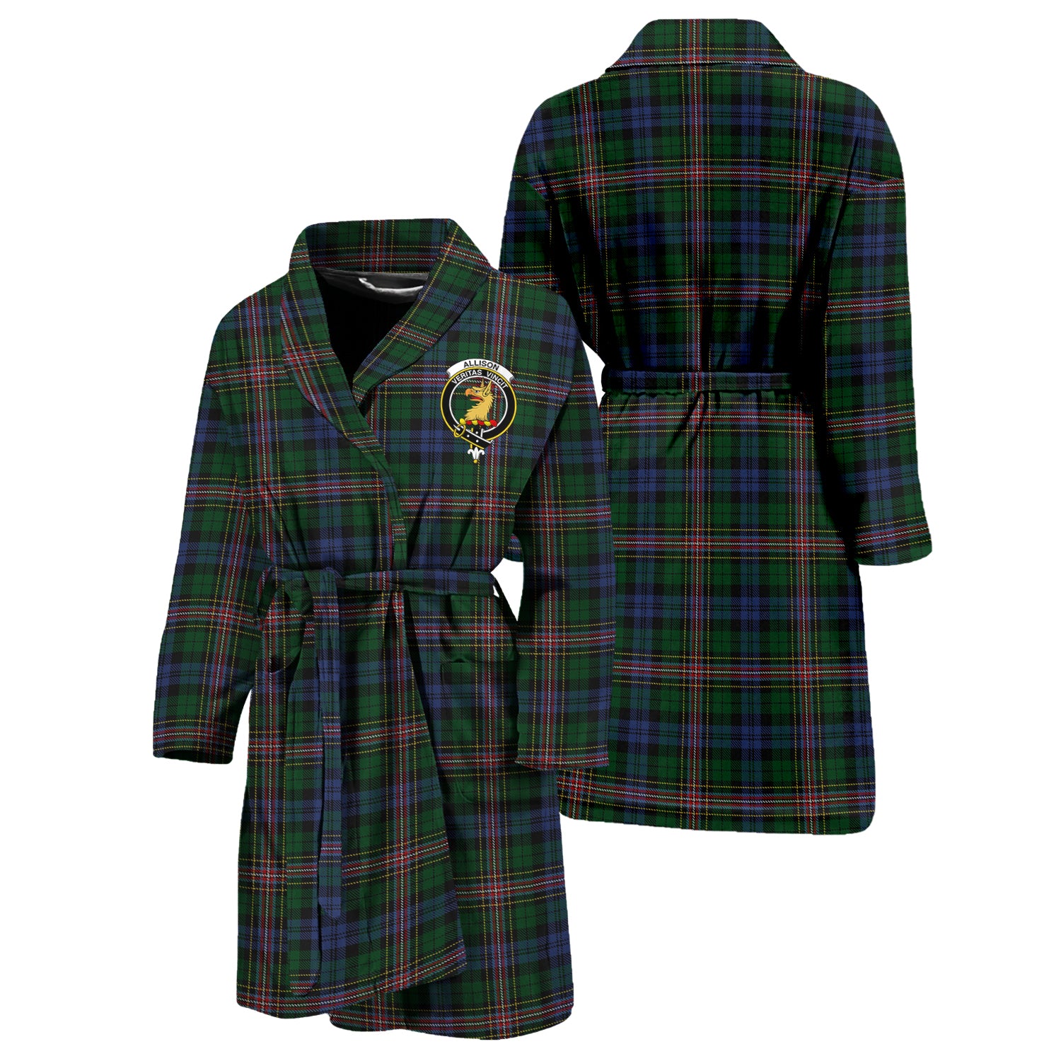 Allison Tartan Bathrobe with Family Crest Unisex S - Tartan Vibes Clothing