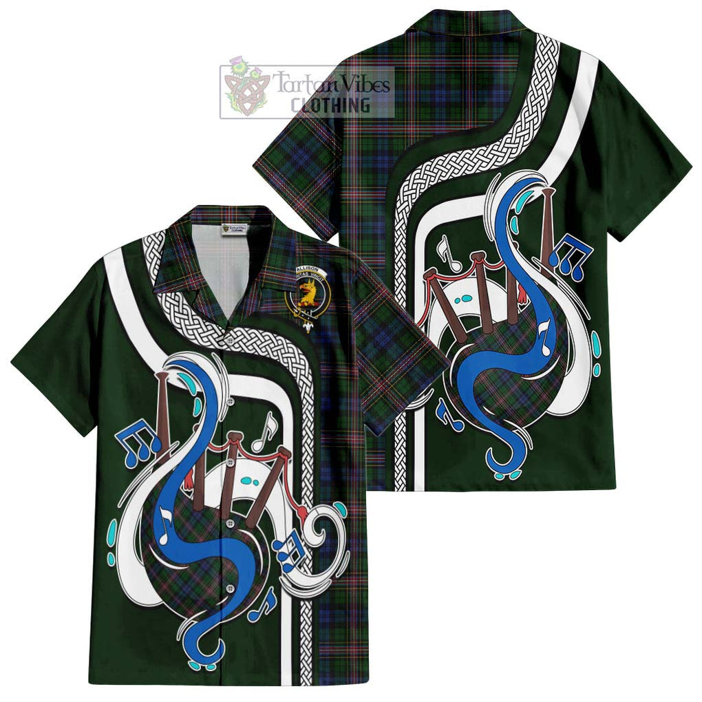 Allison Tartan Short Sleeve Button Shirt with Epic Bagpipe Style Kid - Tartanvibesclothing Shop