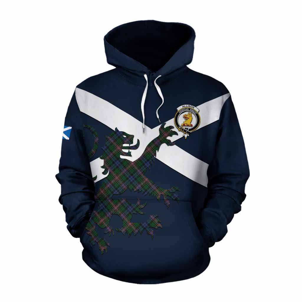 Tartan Vibes Clothing Allison Tartan Lion Rampant Cotton Hoodie Proudly Display Your Heritage with Alba Gu Brath and Clan Name