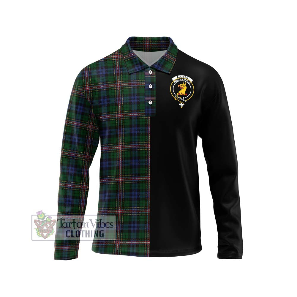 Allison Tartan Long Sleeve Polo Shirt with Family Crest and Half Of Me Style Unisex - Tartanvibesclothing Shop